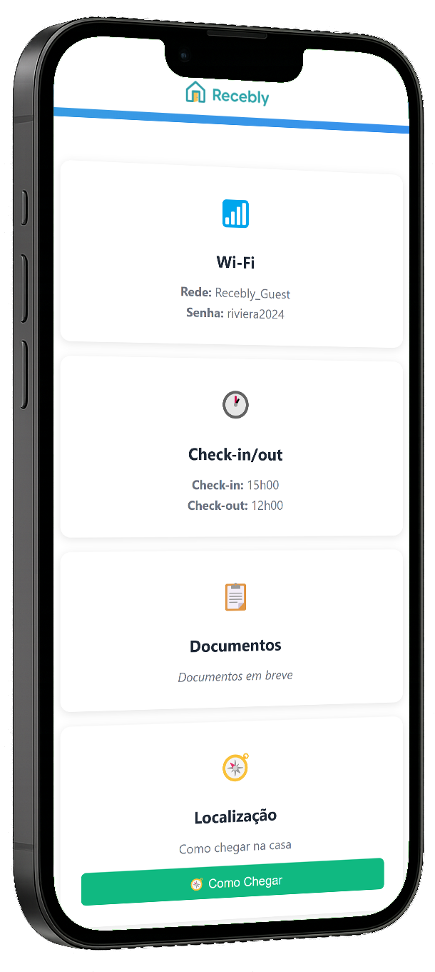 Interface do Recebly no celular